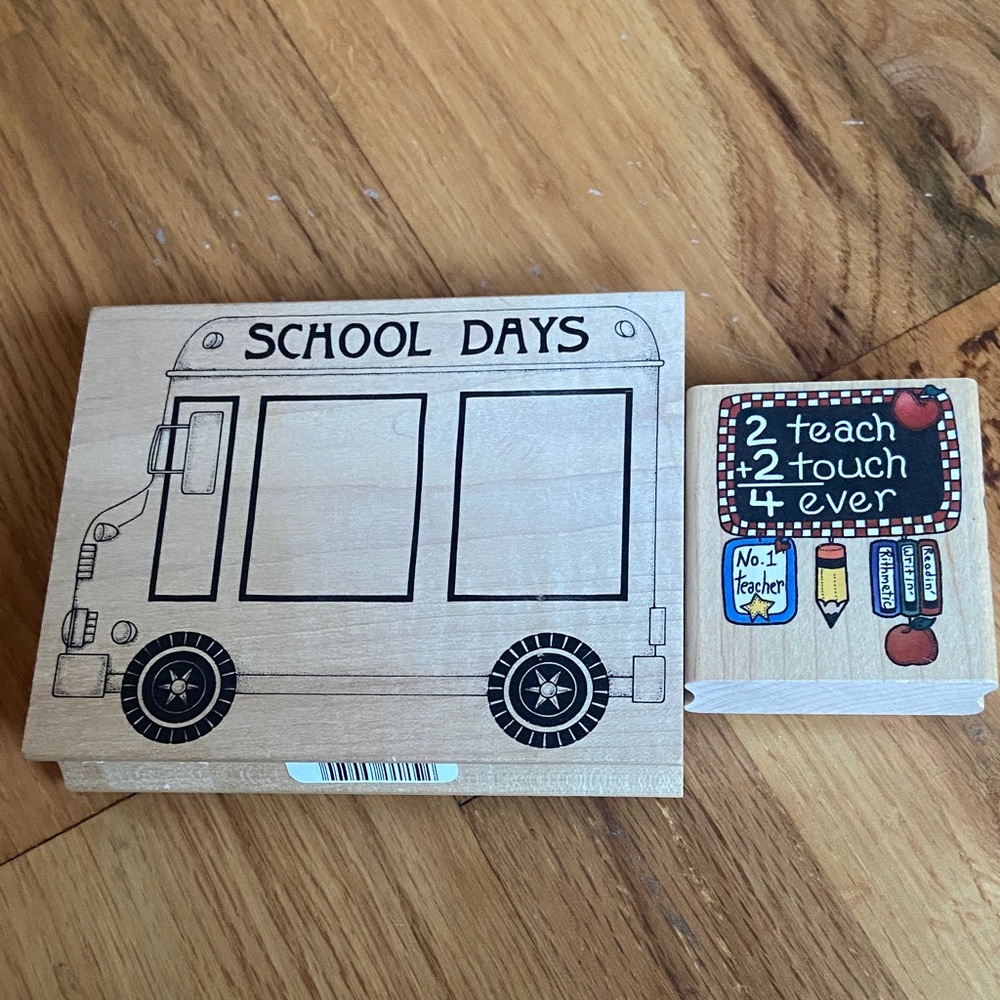 Creative School Days Wooden Rubber Stamps